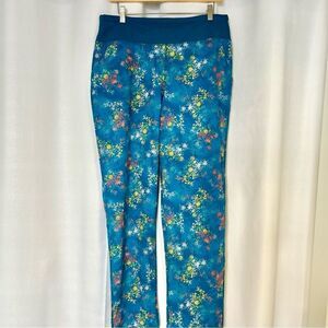 Lands' End Repreve Active Outdoor Pant Teal Tye Dye Floral Womens Medium 10-12